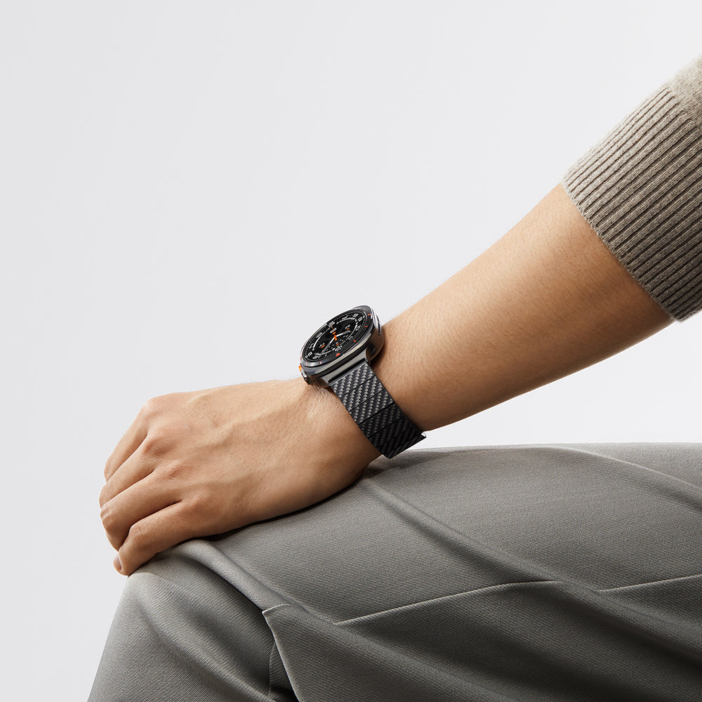 Pitaka Modern Serisi Samsung Galaxy Watch Ultra 47mm Karbon Fiber Black-Grey Twill Kordon Pitaka Modern Serisi Samsung Galaxy Watch Ultra 47mm Karbon Fiber Black-Grey Twill Kordon